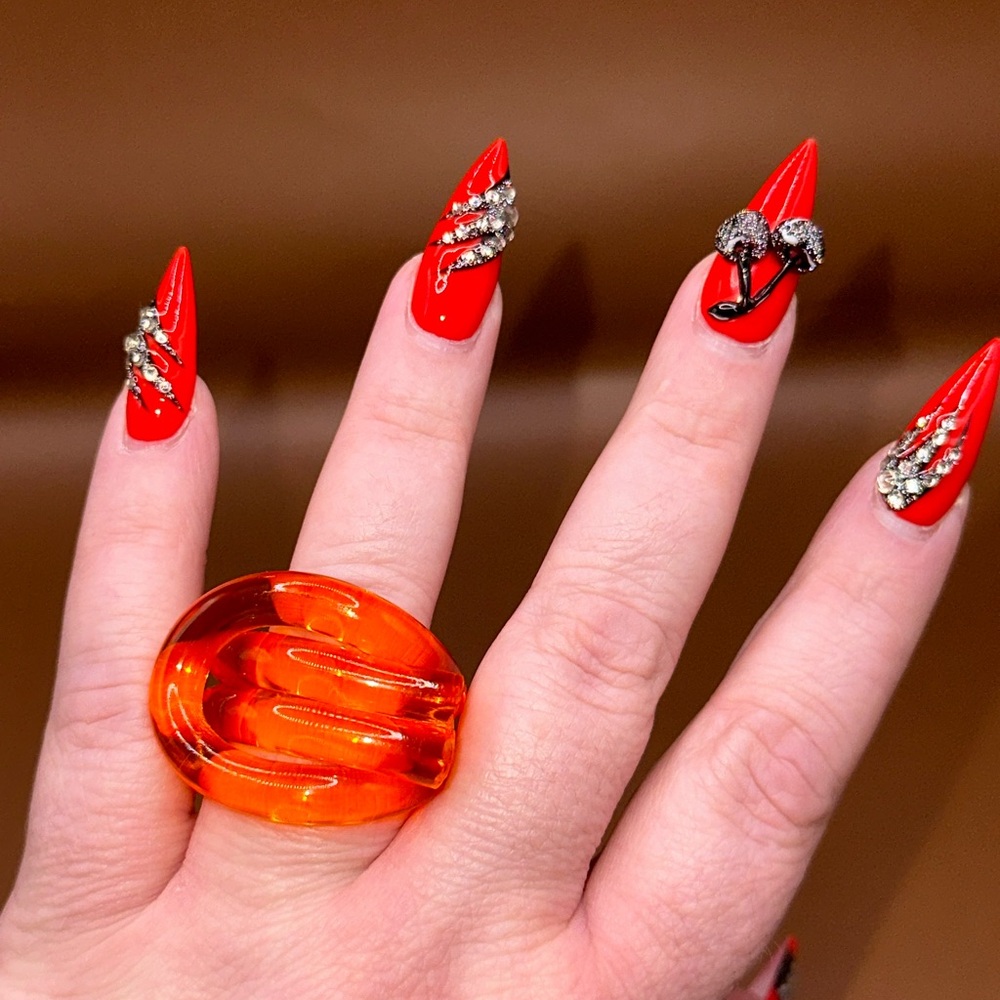 Orange Belt Lucite Ring Size 10